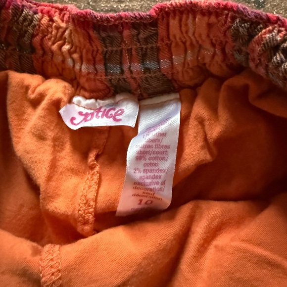 Justice Girls Red Orange Navy Plaid Skirt Skort 10 - Picture 3 of 5